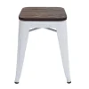 Mcw-A73 Kruk (Set Van 6) Houten Zitting, Wit