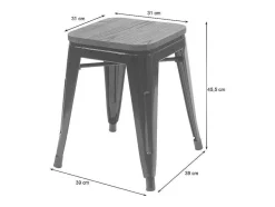 Mcw-A73 Kruk (Set Van 6) Houten Zitting, Wit