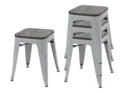 Mcw-A73 Kruk (Set Van 4) Houten Zitting, Grijs
