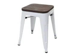 Mcw-A73 Kruk (Set Van 2) Houten Zitting, Wit