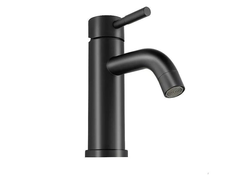 Mechanische Mengkraan Met Ronde Vorm Van Geborsteld Roestvrij Staal - Mat Zwart - H17 Cm - Salavan