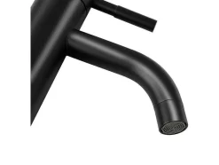 Mechanische Mengkraan Met Ronde Vorm Van Geborsteld Roestvrij Staal - Mat Zwart - H17 Cm - Salavan