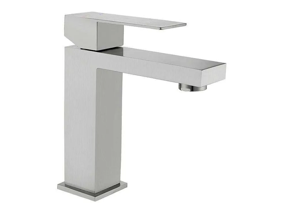 Mechanische Mengkraan Met Vierkante Vorm Van Roestvrij Staal - Geborsteld Nikkel - H17,3 Cm - Canilas