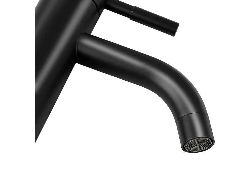 Mechanische Mengkraan Met Ronde Vorm Van Geborsteld Roestvrij Staal - Mat Zwart - H29.6 Cm - Salavan