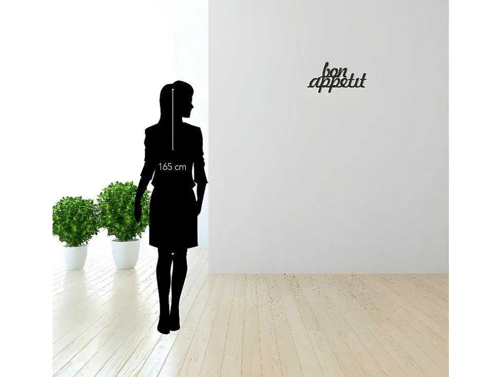 Metalen Decoratie Bon Appetit, Zwart, 50X1,5X30 Cm, Epikasa