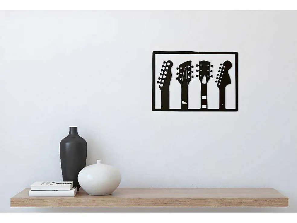 Metalen Decoratie Gitaar 19, Zwart, 46X1,5X32 Cm, Epikasa