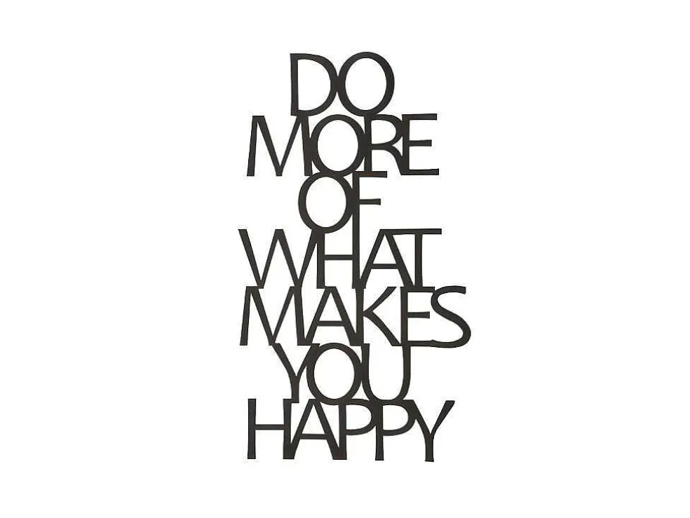 Metalen Decoratie Makes You Happy 1, Zwart, 41X1,5X70 Cm, Epikasa