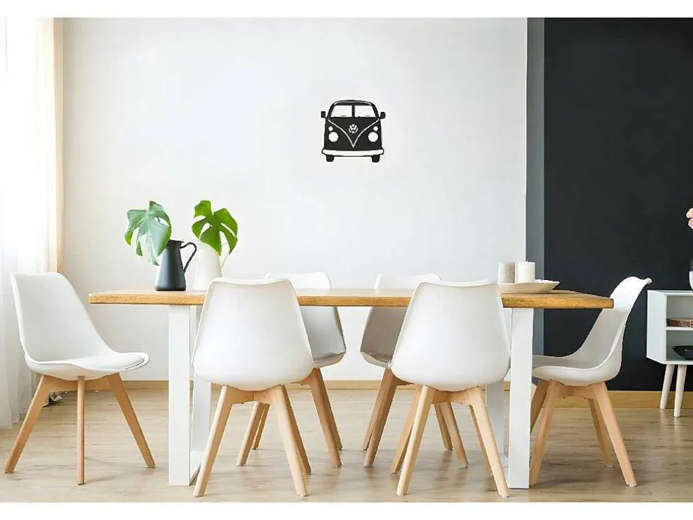 Metalen Decoratie Minivan, Zwart, 32X1,5X36 Cm, Epikasa