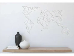 Metalen Decoratie Wereldkaart 19, Wit, 100X1,5X58 Cm, Epikasa