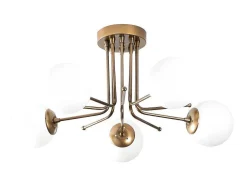 Metalen Plafondlamp Met 5 Lampen Daisy - D80 X H34 Cm - Wit En Goud