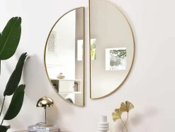 Metalen Spiegel Met Halve Cirkel Design - B.50 X H.100 Cm - Goudkleurig - Gavra