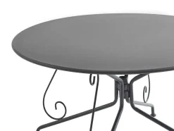 Metalen Tuineethoek Met Gietijzeren Stijl: Een Tafel D120 Cm En 4 Opstapelbare Fauteuils - Antraciet - Guermantes Van Mylia