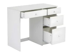 Mezzaninebed 90X200 Cm - Met Opbergmeubel En Bureau - Massief Hout - Wit