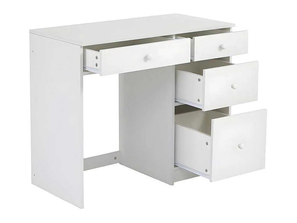 Mezzaninebed 90X200 Cm - Met Opbergmeubel En Bureau - Massief Hout - Wit
