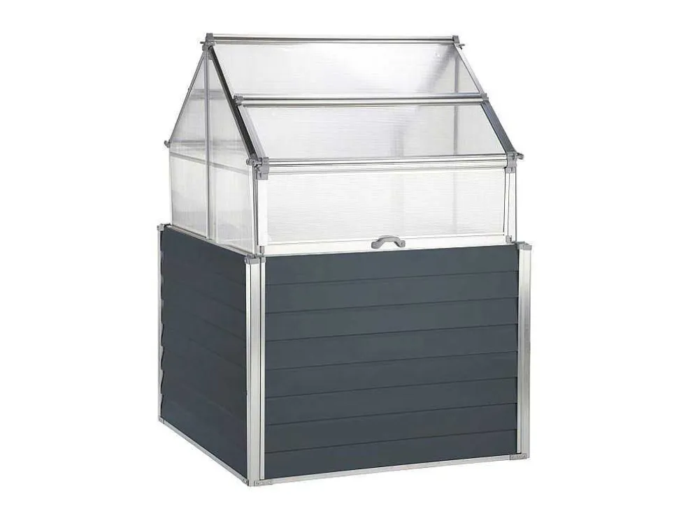 Mini-Tuinkas Van Polycarbonaat En Structuur Van Aluminium - L120 X B120 X H169 Cm - Antraciet - Genista