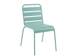 Mirmande Metalen Eettafelset Voor Buiten - Een Tafel D.110 Cm En 4 Stapelbare Stoelen - Amandelgroen