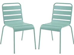 Mirmande Metalen Eettafelset Voor Buiten - Een Tafel D.110 Cm En 4 Stapelbare Stoelen - Amandelgroen