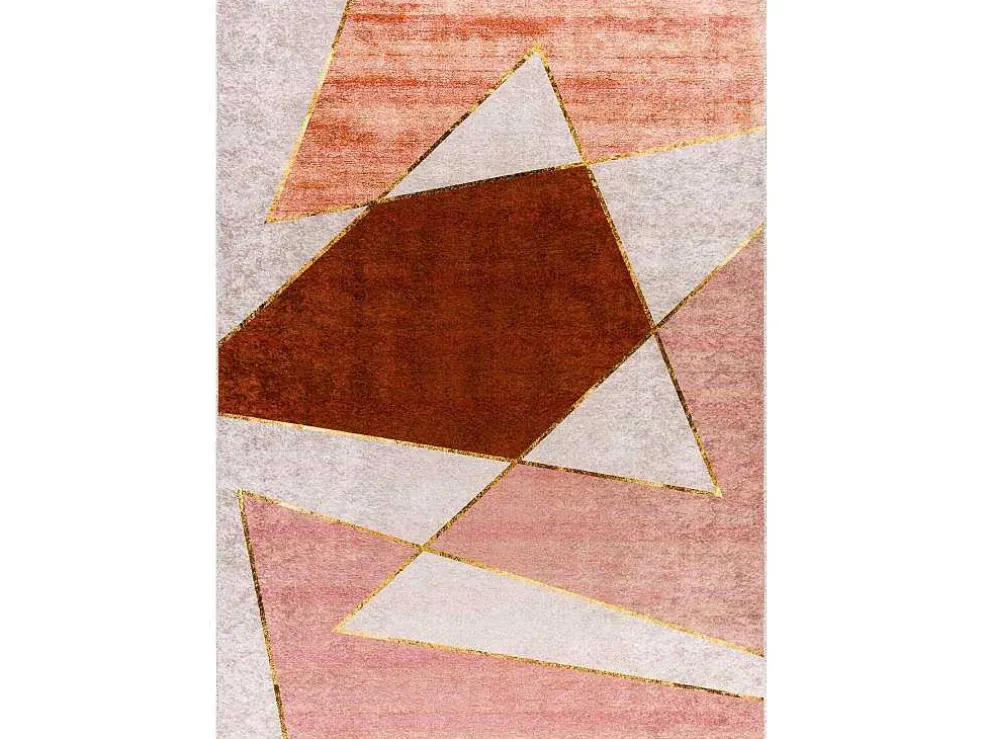 Miro 52097.802 Tapijt Wasbaar Geometrisch Antislip - Roze 120X170 Cm