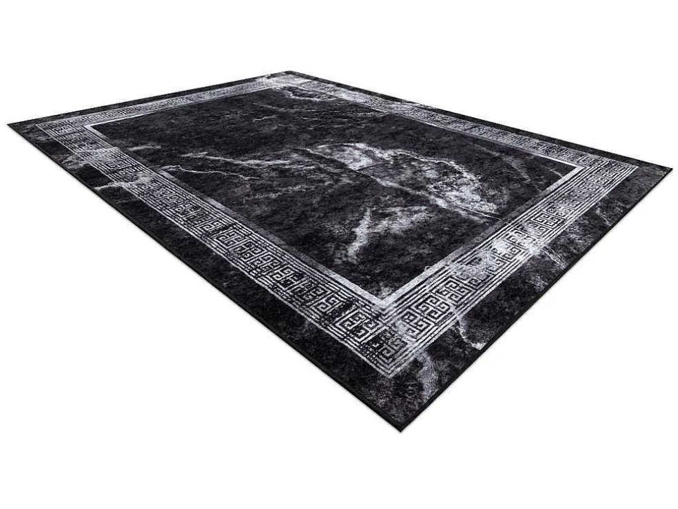 Miro 51278.810 Tapijt Wasbaar Marmer, Grieks Antislip - Zwart / Wit 140X190 Cm