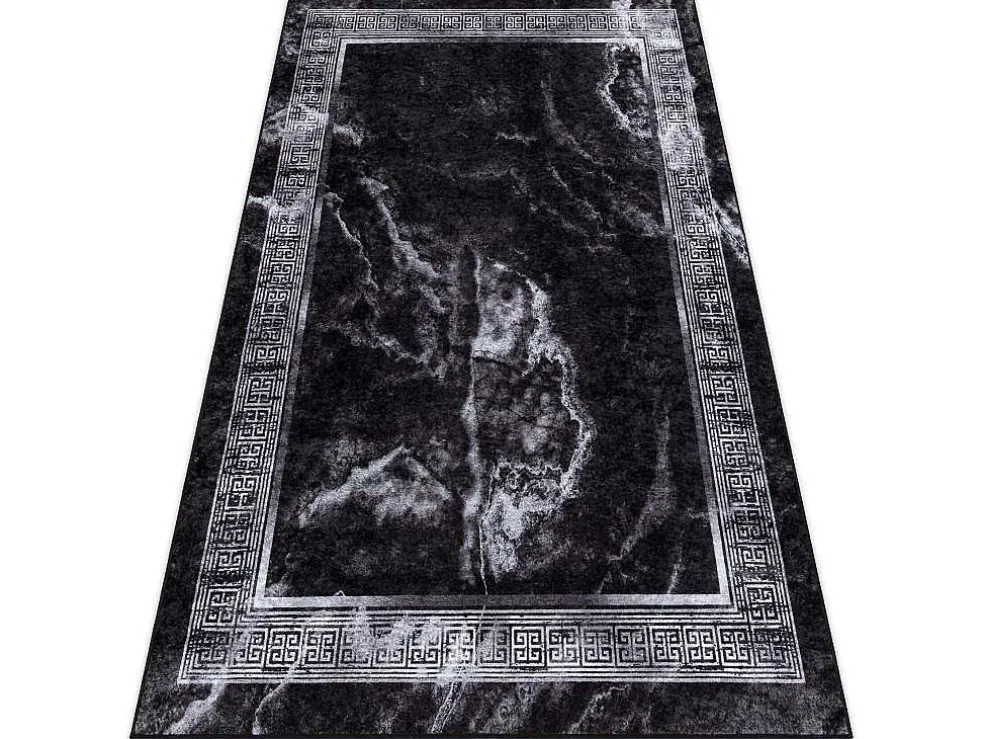 Miro 51278.810 Tapijt Wasbaar Marmer, Grieks Antislip - Zwart / Wit 140X190 Cm