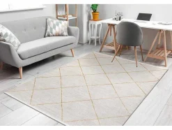 Modern Tapijt Duke 51245 Creme / Goud - Latwerk, Gestructureerd, Zeer 140X190 Cm