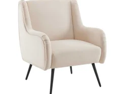 Moderne Loungestoel - Enkele Bank Met Armleuningen - Metalen Poten - Beige