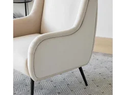 Moderne Loungestoel - Enkele Bank Met Armleuningen - Metalen Poten - Beige