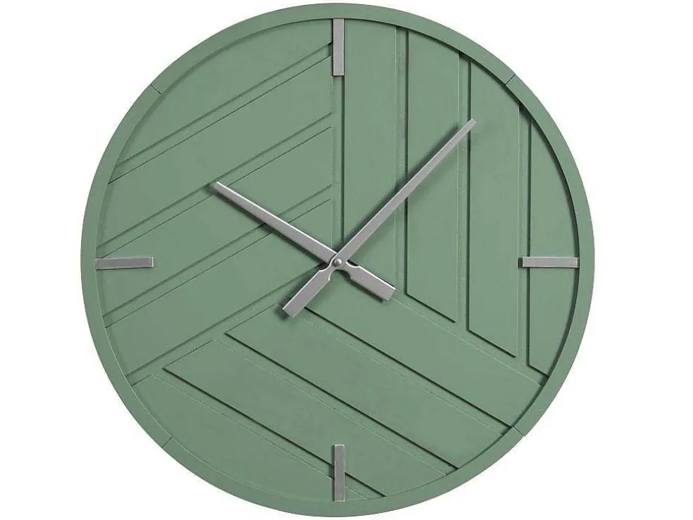 Moderne Wandklok - D. 50 Cm - Groen En Zilverkleurig - Herti