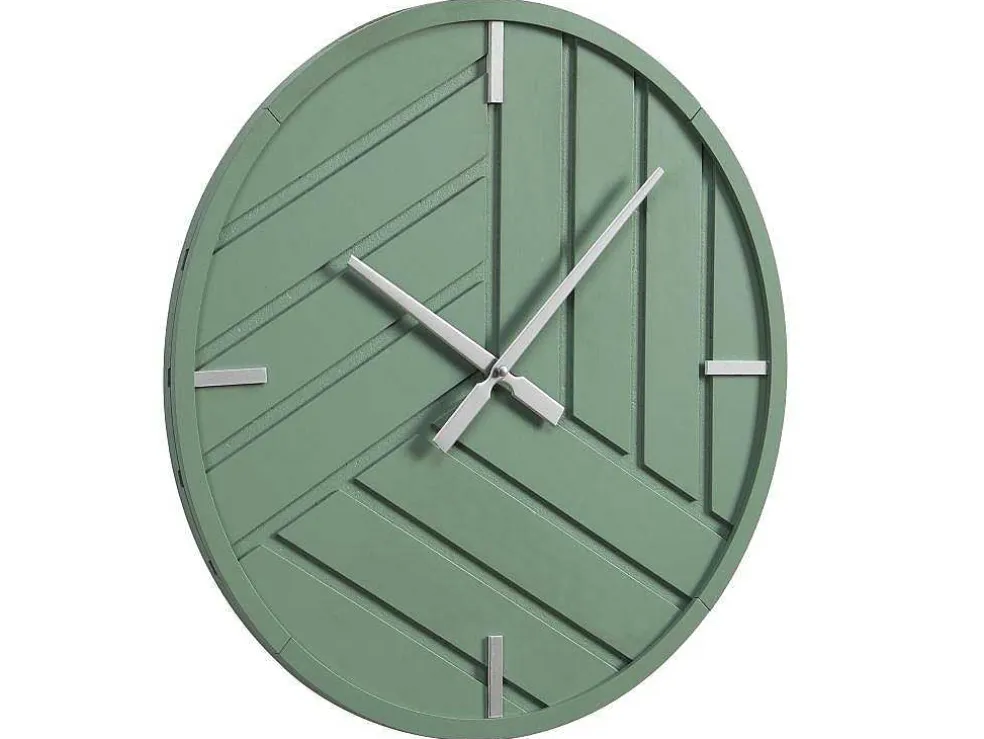 Moderne Wandklok - D. 50 Cm - Groen En Zilverkleurig - Herti