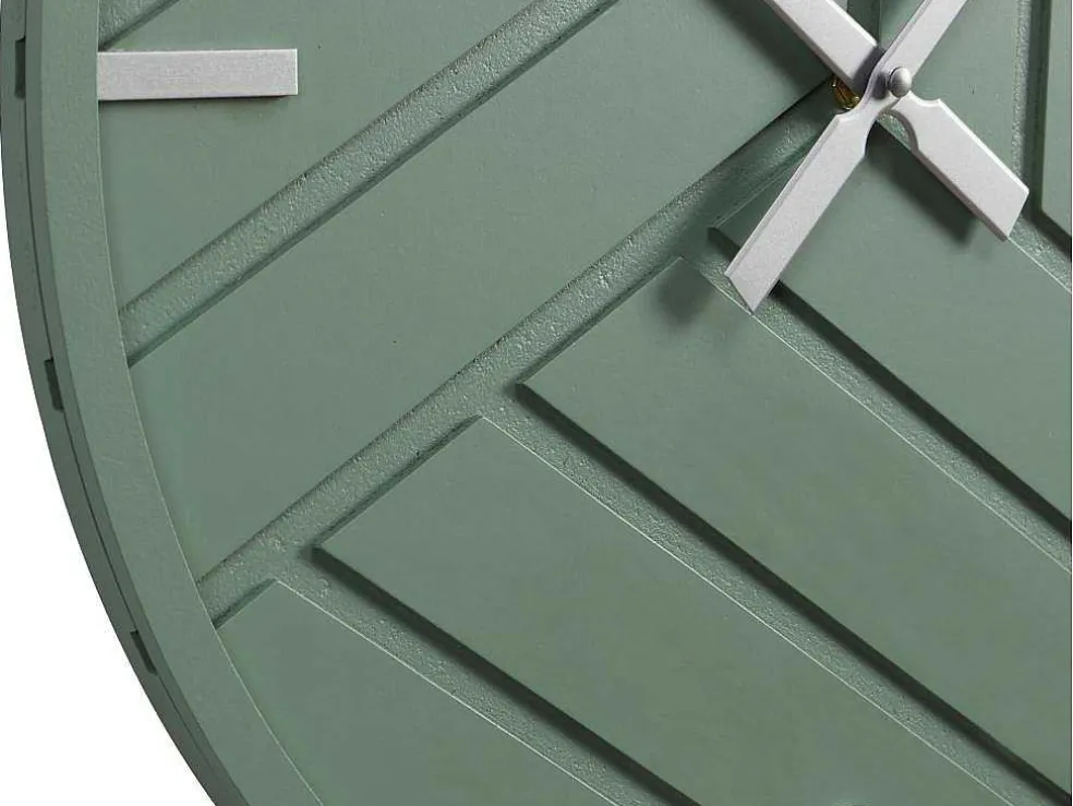 Moderne Wandklok - D. 50 Cm - Groen En Zilverkleurig - Herti