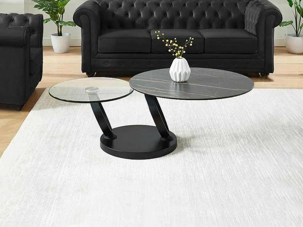 Moduleerbare Design-Salontafel Van Gehard Glas En Keramiek Joline