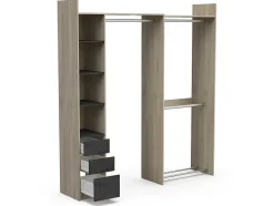 Moduleerbare Kleerkast Hoek Of Recht - L200 Cm - Kleur: Naturel En Zwart - Emilyo