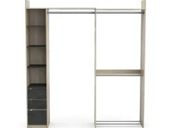 Moduleerbare Kleerkast Hoek Of Recht - L200 Cm - Kleur: Naturel En Zwart - Emilyo