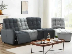 Moduleerbare Relaxhoekbank Van Fluweel - Lichtgrijs En Antraciet - Alford