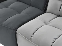 Moduleerbare Relaxhoekbank Van Fluweel - Lichtgrijs En Antraciet - Alford
