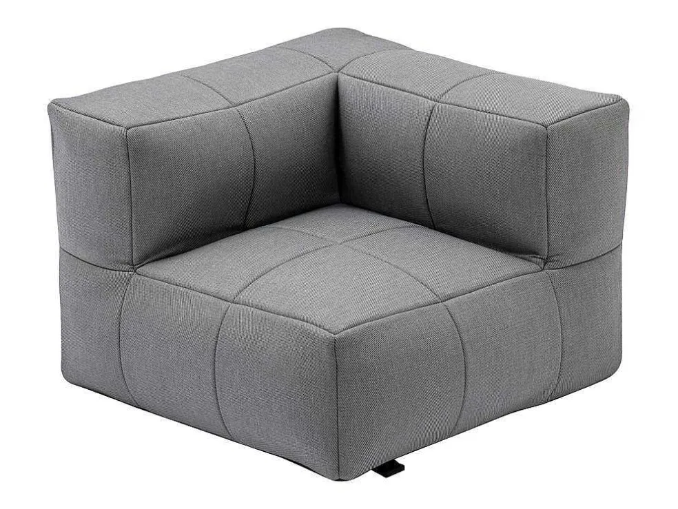 Moduleerbare Tuinzithoek 5 Plaatsen Van Stof: 3 Fauteuils, 1 Hoek, 1 Poef En 1 Salontafel - Antraciet - Livai Van Mylia