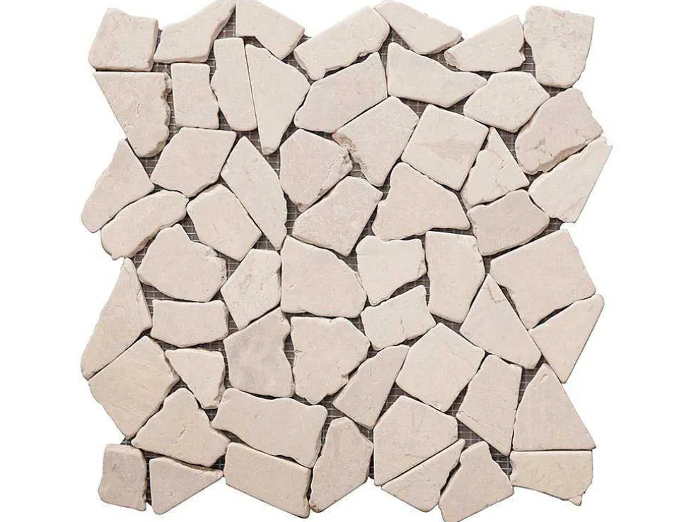 Mozaiektegels Vloer En Muur Poesy Van Natuurlijk Marmer - Creme - Pak Van 1M