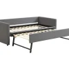 Multifunctioneel Onderschuifbed Met Opklapbed - 90X200 Cm - Linnen Stof - Grijs