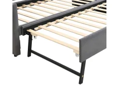 Multifunctioneel Onderschuifbed Met Opklapbed - 90X200 Cm - Linnen Stof - Grijs