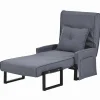 Multifunctionele Ligstoel Met Kussen - Om Te Bouwen Tot Fauteuil - Linnen Stof - Grijs