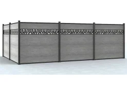 Omheining H181 Cm - Set Van 7 Latten In Composiet Met Decoratie + 1 Lichtgrijze Paal - Enola