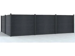 Omheining H156 Cm - Set Van 6 Latten In Composiet + 1 Antraciet Paal - Enola
