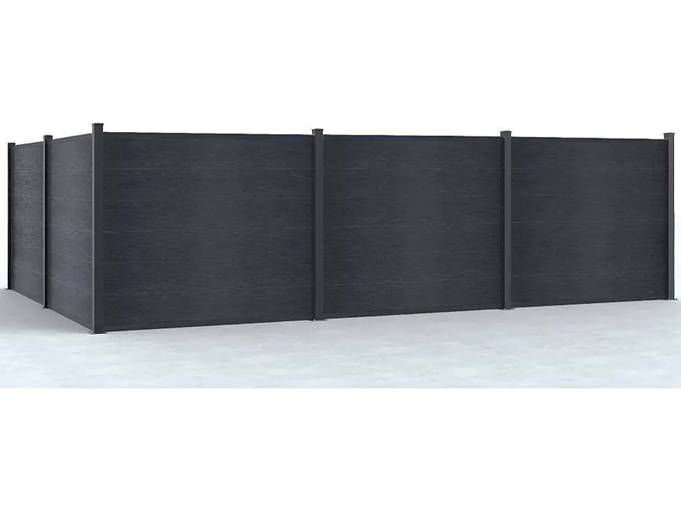 Omheining H156 Cm - Set Van 6 Latten In Composiet + 1 Antraciet Paal - Enola