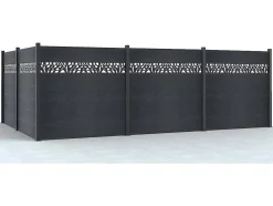 Omheining H181 Cm - Set Van 7 Latten In Composiet Met Decoratie + 1 Antraciet Paal - Enola