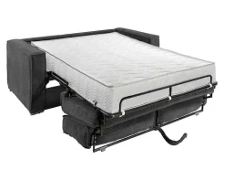 Omkeerbare Driezits-Express-Slaapbank Van Antracietkleurig Ribfluweel - Bed 140 Cm - Matras 22 Cm Loreto