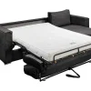 Omkeerbare Express-Hoekslaapbank Van Antracietgrijs Ribfluweel - Bed Met Brede Latten 140 Cm - Matras 14 Cm Loreto
