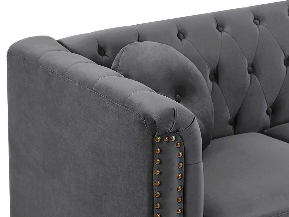 Omkeerbare Hoekbank Van Antracietkleurig Velours Turner