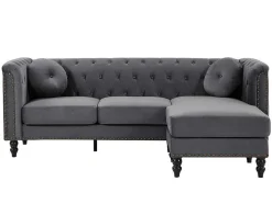 Omkeerbare Hoekbank Van Antracietkleurig Velours Turner