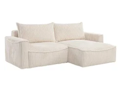 Omkeerbare Hoekslaapbank Van Beige Ribfluweel Met Brede Ribbels Asturio