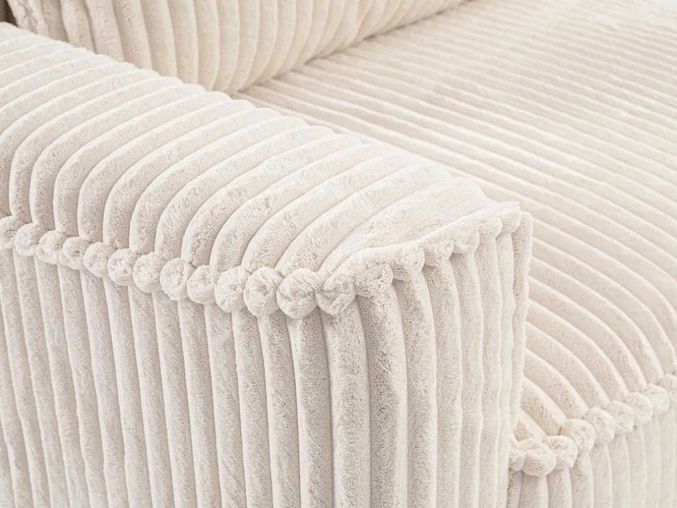 Omkeerbare Hoekslaapbank Van Beige Ribfluweel Met Brede Ribbels Asturio